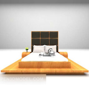 Modelo 3D de cama de casal de madeira