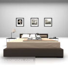 سرير خشبي بحجم كوين مع إطار صورة