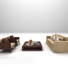 Wooden Sofa Furniture Set 3d model