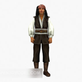 Piraten Caribische kapitein karakter 3D-model