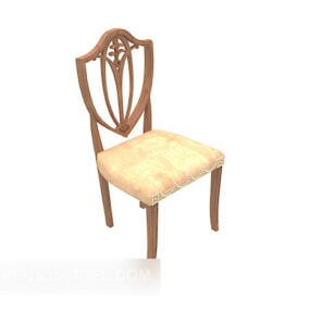 Sarı Avrupa Vintage Yemek Sandalyesi 3D model