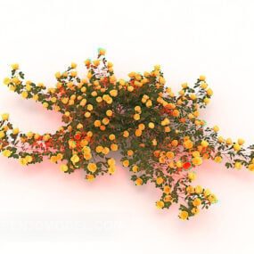 نموذج شجرة شجيرات الزهرة الصفراء ثلاثي الأبعاد