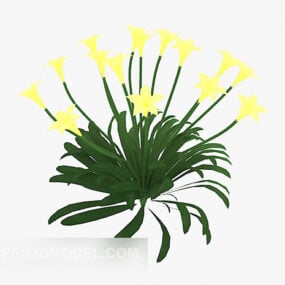 Žlutý květ rostlina Bush 3D model