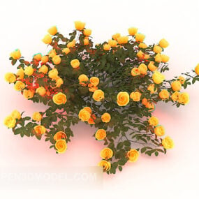 แบบจำลอง 3 มิติพุ่มไม้ดอกไม้พืชสีเหลือง