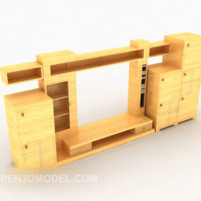 Gelbes 3D-Modell mit großen Schrankmöbeln für Fernseher