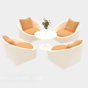 3д модель желтого повседневного стула-стола