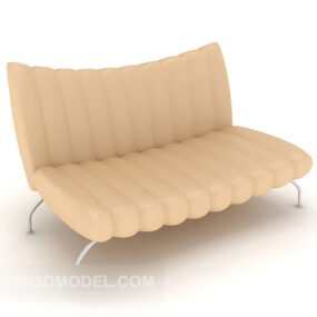 浅黄色布艺双人沙发3d模型