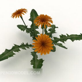 Yellow Flower Green Plant 3d model