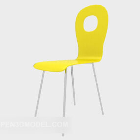 كرسي منزلي بلاستيك أصفر موديل 3D