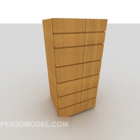 Modelo 3d de armário lateral de madeira maciça para casa amarela