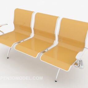 Mẫu ghế dài nhựa màu vàng 3d