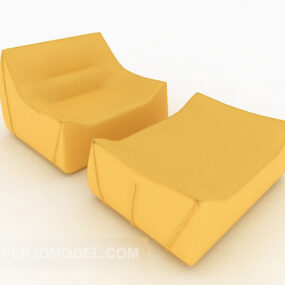 Poltrona lounge minimalista moderna gialla modello 3d