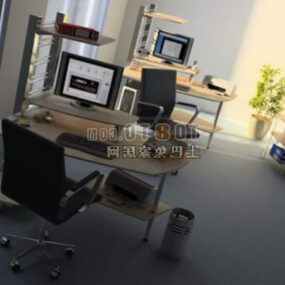 Yellow Modern Style Desk Furniture Interior 3d model