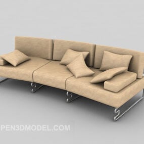 Żółta skórzana sofa wieloosobowa Model 3D