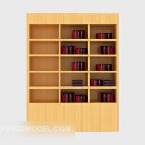 Yellow Wood Simple Bookcase 3d model