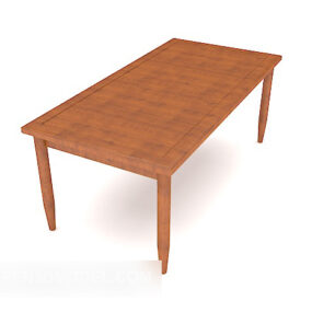 طاولة طعام صفراء بسيطة من الخشب الصلب نموذج ثلاثي الأبعاد