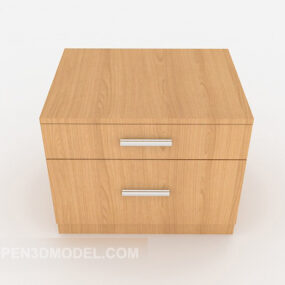 Yellow Simple Wooden Bedside Table 3d model