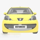 Gele kleine Peugeot-auto