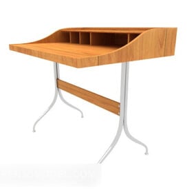 Yellow Solid Wood Desk 3d model