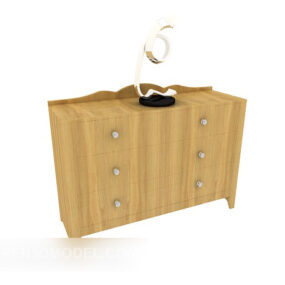 Yellow Wood Home Side Cabinet 3d model