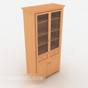 Yellow Solid Wood Office Cabinet 3d model