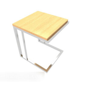 पीली ठोस लकड़ी की साइड टेबल 3डी मॉडल