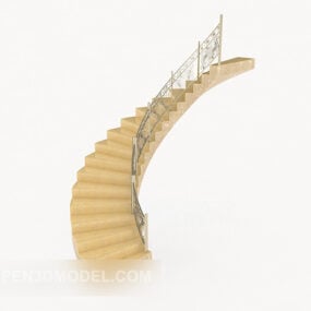 Yellow Wood Stair 3d model