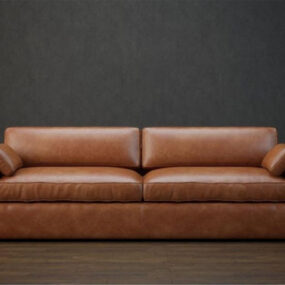 Меблі Коричневий шкіряний диван 3d модель