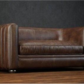Modelo 3d de sofá de couro pequeno para móveis
