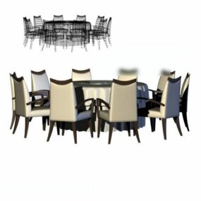 10 People Dinning Table Chairs 3d model