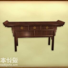 Dressing Desk With Chair And Round Mirror 3d model