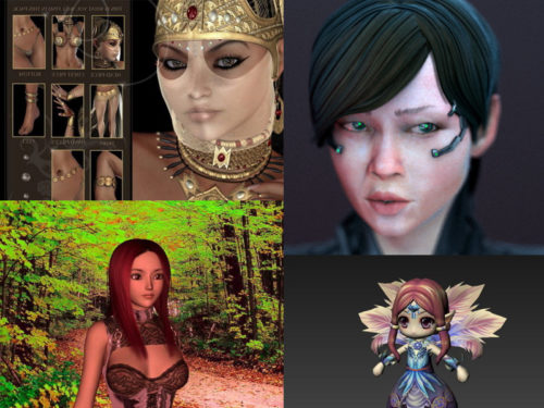15 Personaje de chica de belleza Obj Colección de modelos 3D