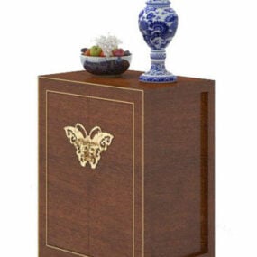 Chinese Entrance Cabinet With Vase 3d model