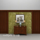 Brown Background Wall With Console Table