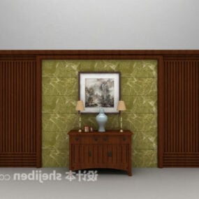 Brown Background Wall With Console Table 3d model