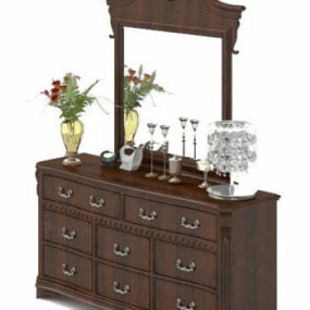 European Side Cabinet With Mirror Deccorative 3d model