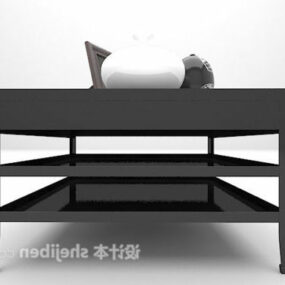 مدل سه بعدی میز کنار تخت مشکی مینیمالیست