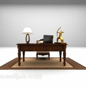 Europeiska klassiska bordsset med matta 3d-modell