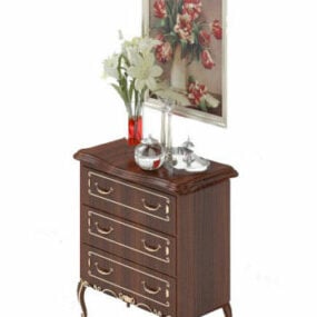European Side Cabinet With Decorating 3d model