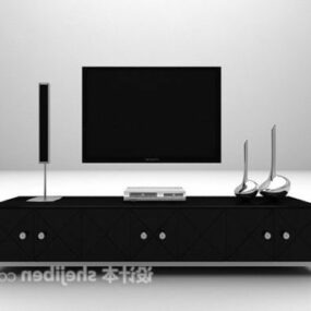 Gabinete de TV preto com barra de som modelo 3d