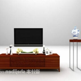 Čínská televizní skříňka s konzolovým stolem 3D model