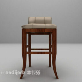 Wooden Leather Bar Chair 3d model