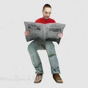 人物男人读报纸3d模型