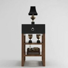 Elegancki drewniany stolik nocny Model 3D
