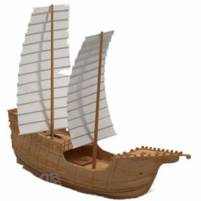 老式木制帆船 3d model