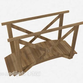 Wood Bridge With Handrail 3d model