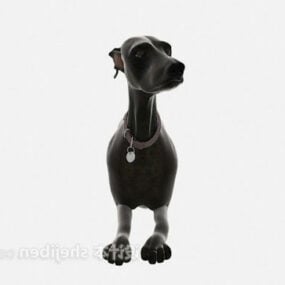 Model 3D zwierzęcia z modą czarnego psa