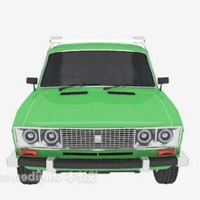 Model 3D zielonego samochodu sedan w stylu vintage