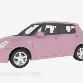 Model 3D pojazdu miejskiego z fioletowym samochodem