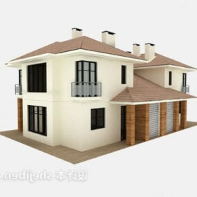 Weiße Villa Europäisches Gebäude 3D-Modell